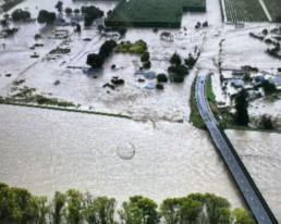 Aerial view of Ngaruroro River during the flood